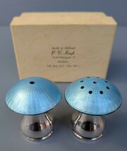 Silver And Guilloche Enamel Salt And Pepper