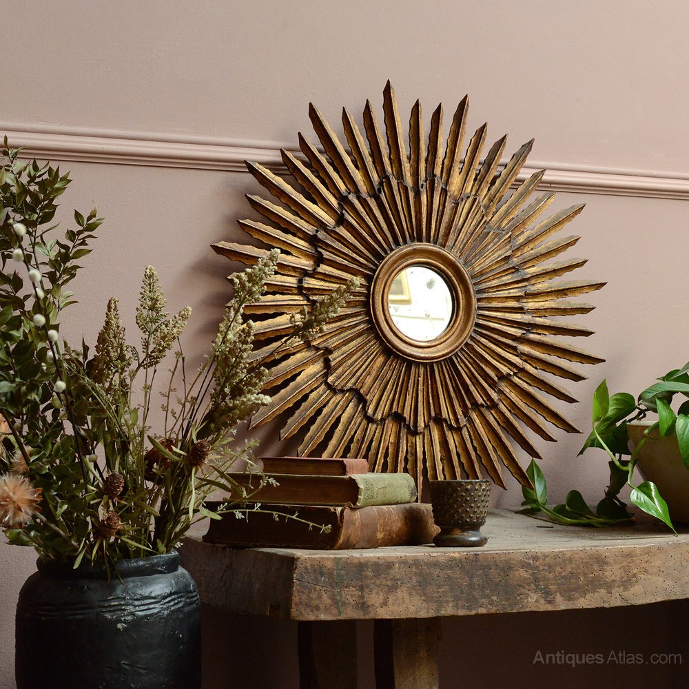 Antiques Atlas Large Mid Century Giltwood Sunburst Mirror