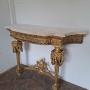 Antique French Giltwood Console Table with Marble 