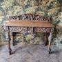 Antique Victorian Carved Oak Console Table 
