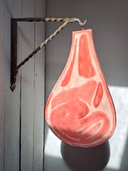 French Charcuterie Sign With Wrought-Iron Bracket