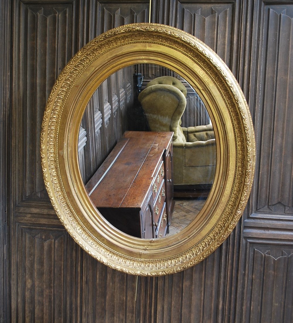 Antiques Atlas Large Antique Oval Gilded Mirror