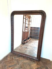 Large French Louis-Philippe Carved Oak Mirror