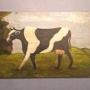 Naïve American Folk Art Cow Painting, S. Miller,