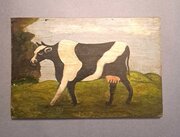 Naïve American Folk Art Cow Painting, S. Miller,