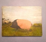 Naïve American Folk Art Pig Painting, S. Miller