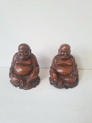 Pair of Antique 19th C Chinese Laughing Buddhas