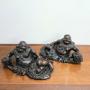 Pair of Antique Chinese Hardwood Figures of Liu Hai