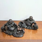 Pair Of Antique Chinese Hardwood Figures Of Liu Hai