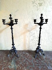 Pair of French Empire Bronze Candelabra