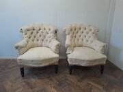 Pair Of Napoleon III Upholstered Armchairs