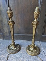 Pr Of Classical Table Lamps With Rams’ Head Mounts