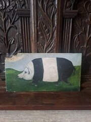 Primitive Folk Art Painting Of A Pig
