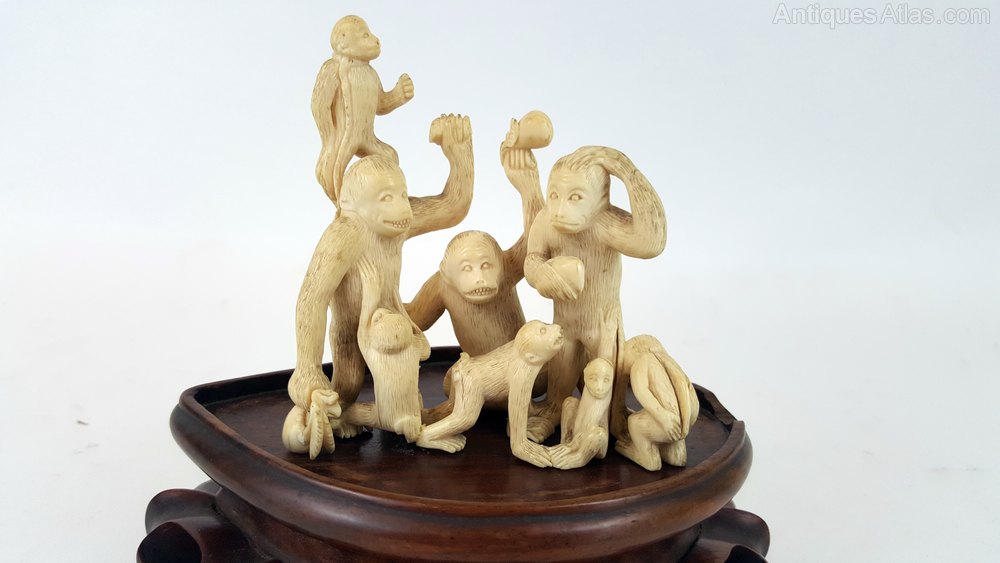 Antiques Atlas 19th C Japanese Ivory Monkey Carving