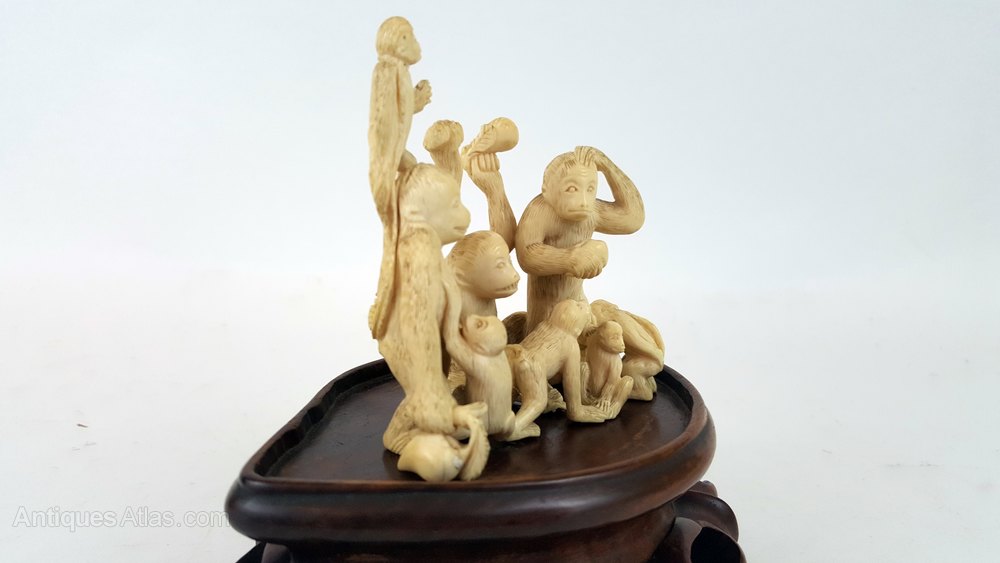 Antiques Atlas 19th C Japanese Ivory Monkey Carving