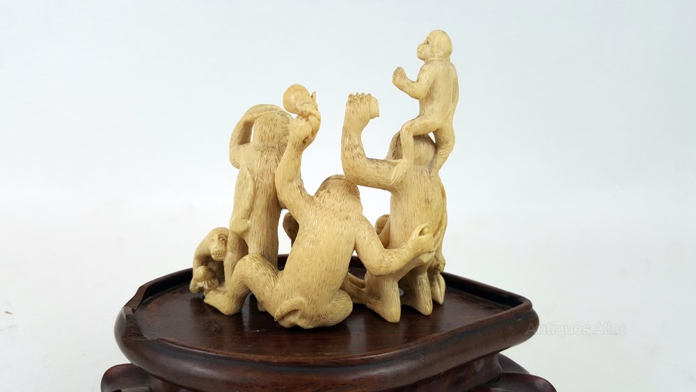 Antiques Atlas 19th C Japanese Ivory Monkey Carving