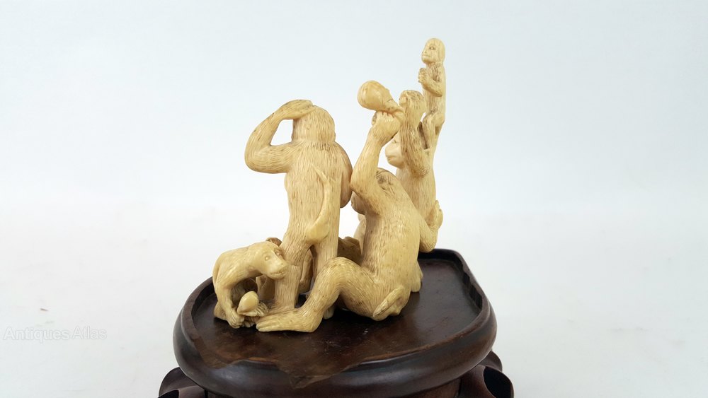 Antiques Atlas 19th C Japanese Ivory Monkey Carving