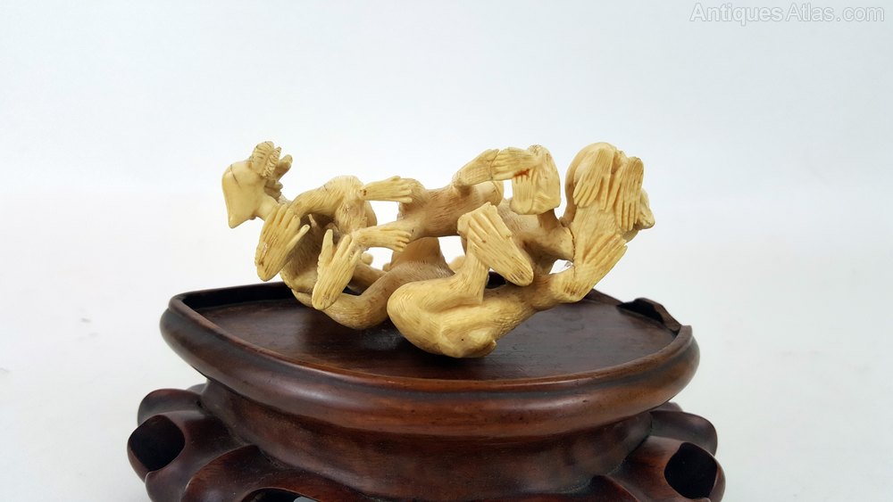 Antiques Atlas 19th C Japanese Ivory Monkey Carving
