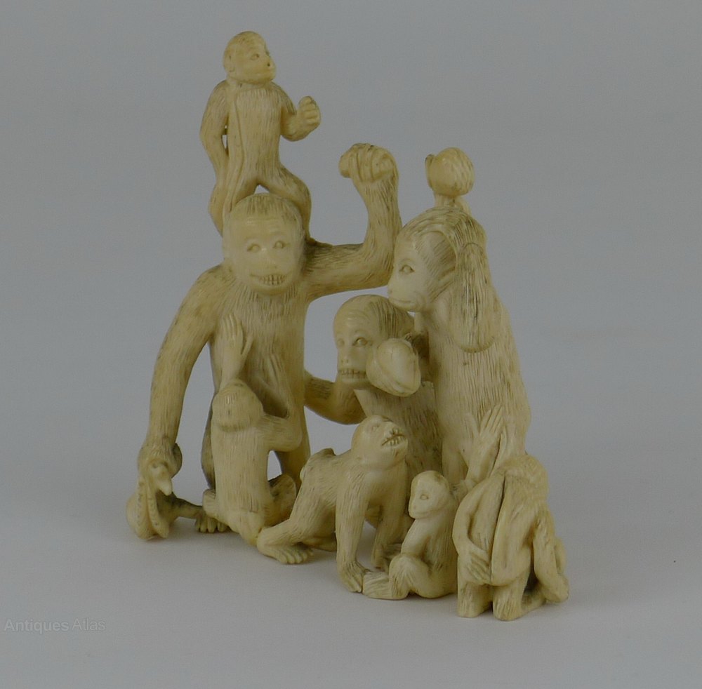 Antiques Atlas 19th C Japanese Ivory Monkey Carving
