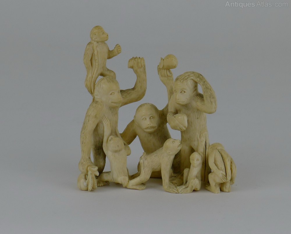 Antiques Atlas 19th C Japanese Ivory Monkey Carving