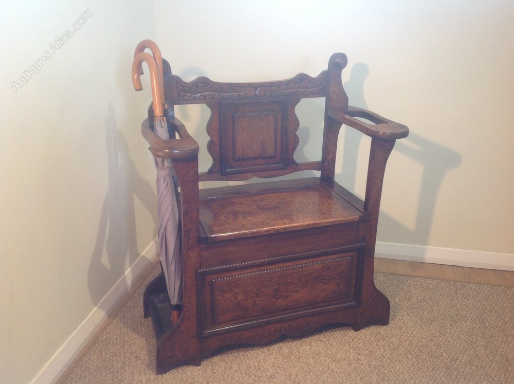 Oak Hall Bench And Umbrella Stand Antiques Atlas