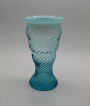 Art Glass Vase, Fenton, Opalescent, Spiral, 20cm 