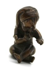 Bronze - Seated Child - C1910 - 7.5cm 