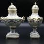Dresden Potpourri Urn Vases, Pair, 23cm, C1900