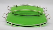 Glass & Silver Plated Trays, Pair, ISG, Art Deco 