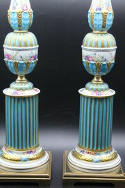 Sevres Style Porcelain Lamps, 53m, Pair