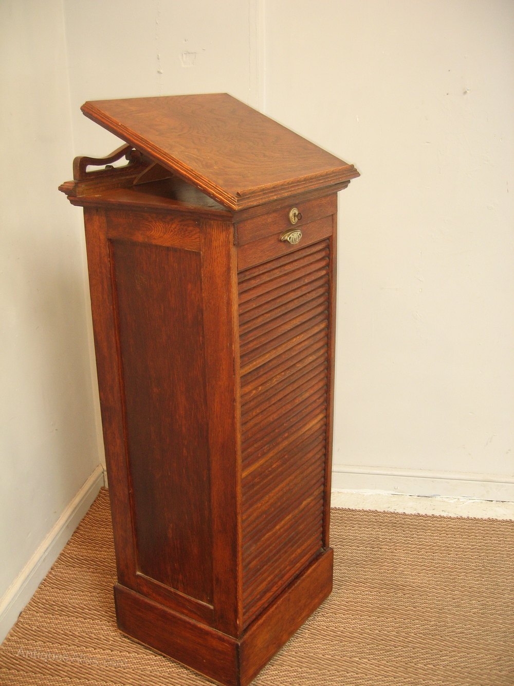 Edwardian Oak Tambour Front File Antiques Atlas