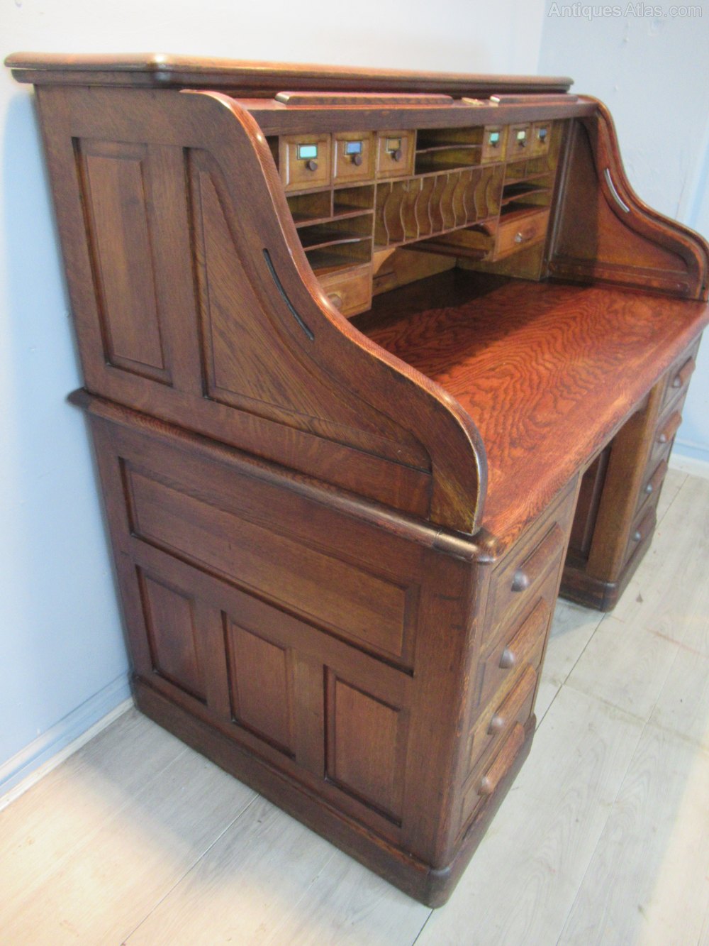 Large Oak Roll Top Desk Antiques Atlas