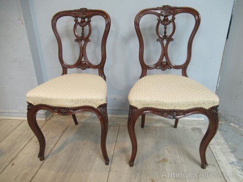 Pair Of Victorian Walnut Side Chairs as350a2320 - Antiques Atlas