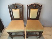 Pair Of Victorian Period  Oak  Side Chairs 
