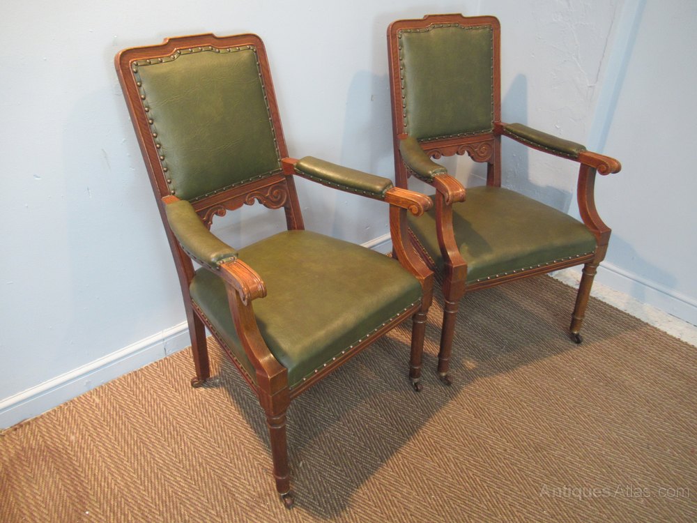 Pair Of Oak Arm Chairs Antiques Atlas