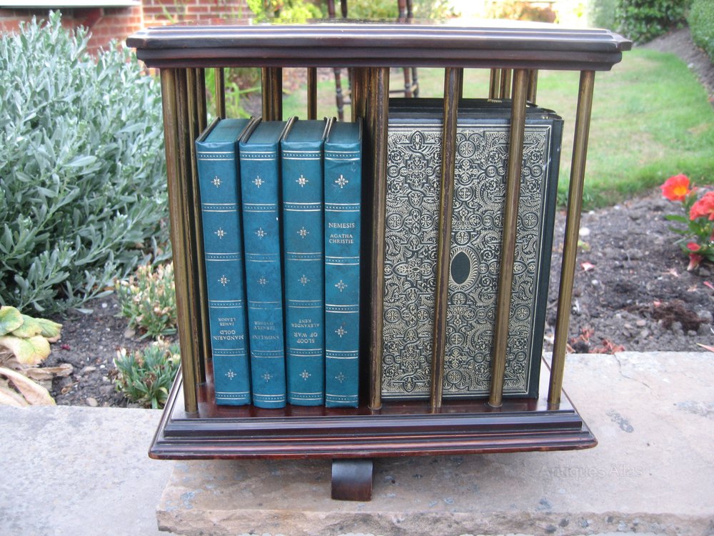 Small Mahogany And Brass Revolving Book Rack Antiques Atlas