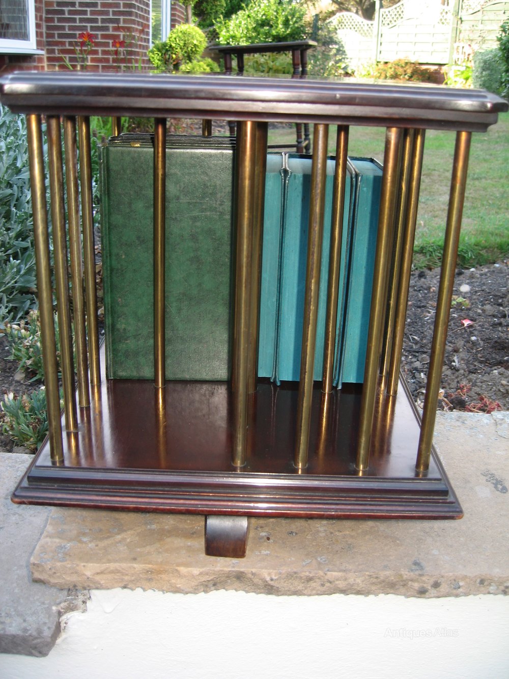 Small Mahogany And Brass Revolving Book Rack Antiques Atlas