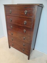 Tall Oak Chest Of  Six Drawers 