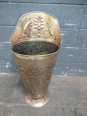Unusual Brass  Log Bin / Stick Holder