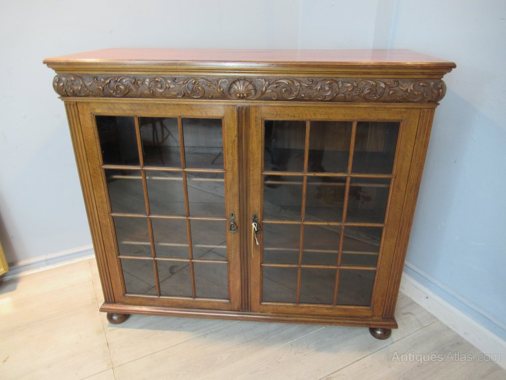 Walnut Two Door Bookcase Antiques Atlas