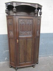 Large Carved Oak Hall Wardrobe 