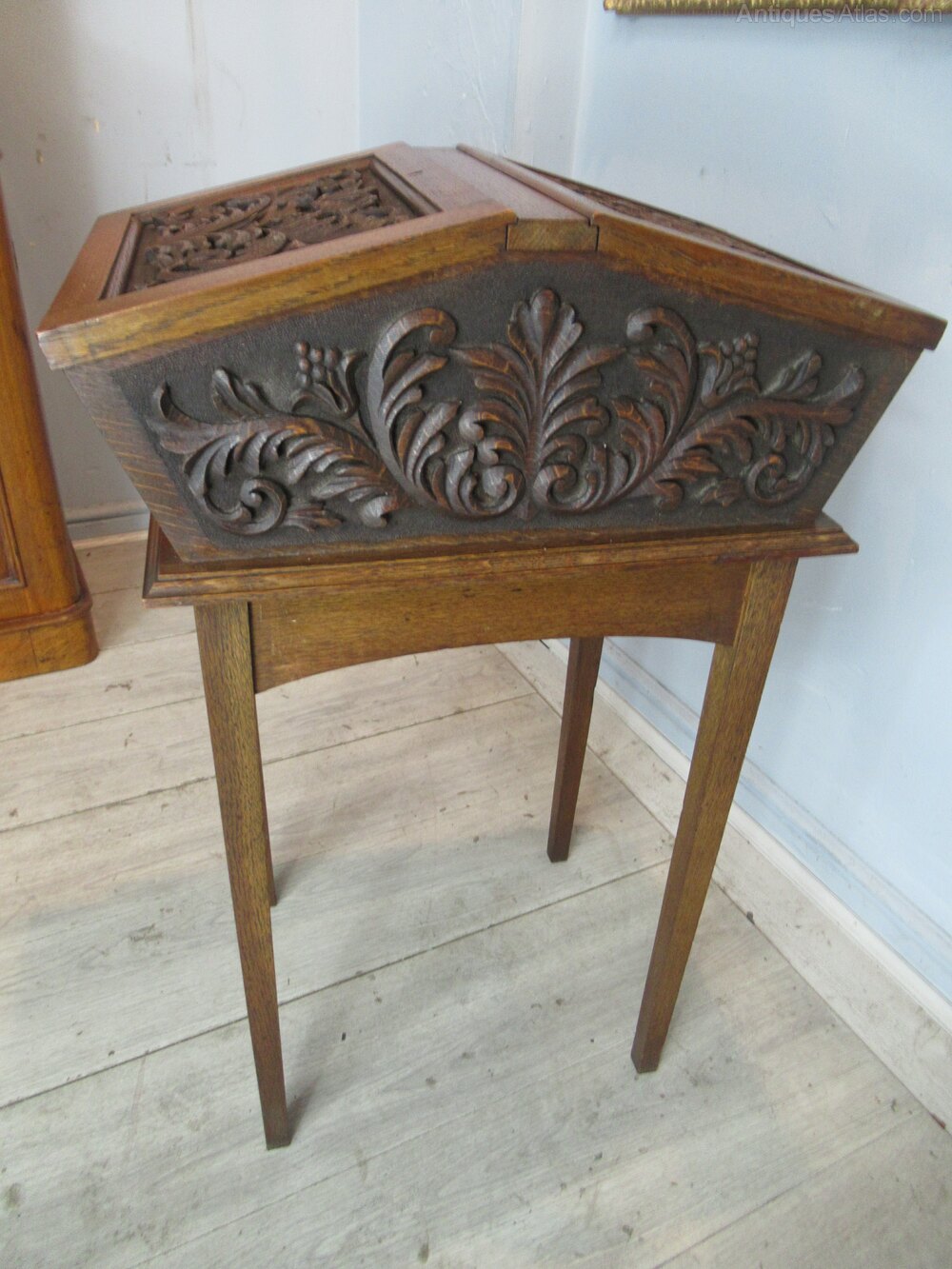 Oak Carved Work Box - Antiques Atlas