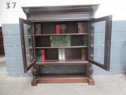 Victorian Carved Oak Two Door Bookcase