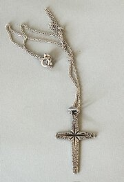 A Vintage Textured Silver Cross And Chain