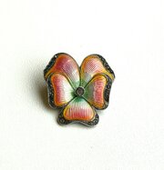 An Edwardian Silver & Multi Coloured Enamel Pansy 