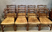 8 (6 + 2) Chippendale Style Mahogany Dining Chairs