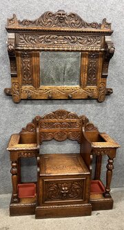 Antique Carved Oak Hall Stand