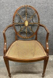 Antique Sheraton Revival Satinwood  Painted Chair