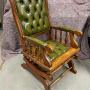 Antique. Walnut & Leather Rocking Chair