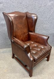 Georgian Style Leather Winged Armchair